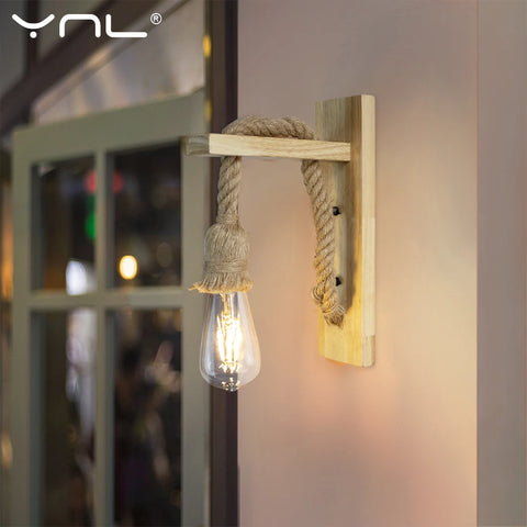 Vintage Hemp Rope Wall Lamp 110V 220V