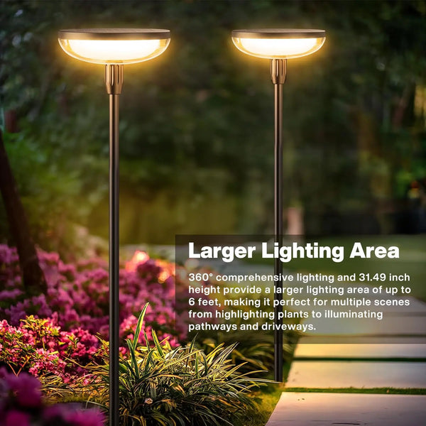 6Pack Solar Garden/Path Lights, 40Lumens, 14Hrs, 31" Tall, Auto On/Off for Yard/Patio/Path/Lawn