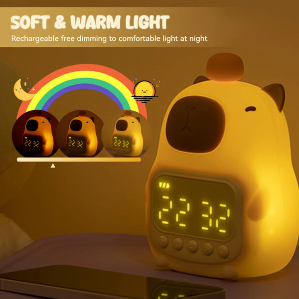 Rechargeable children's alarm clock with night light