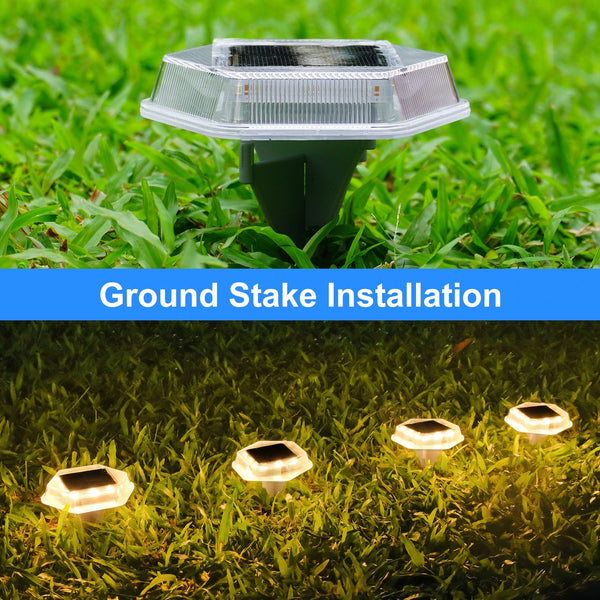 4PCS Solar Ground Lights – 12 LEDs Outdoor Pathway & Deck Lighting | Waterproof Underground Lights for Garden & Driveway