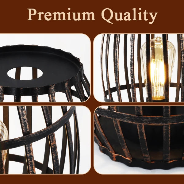 Decorative Battery Powered 8“H Cordless Metal Wine Barrel Lamp with 6-Hour Timer for Tabletop Home Patio(Black Brushed Gold)