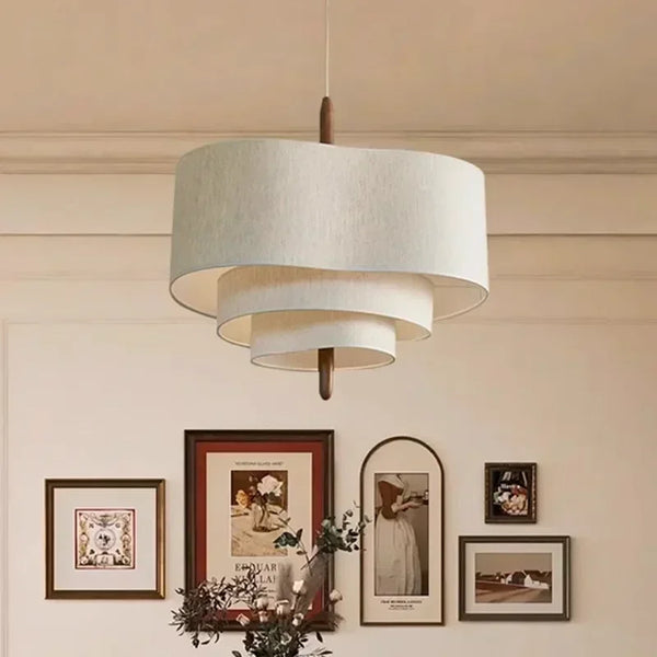 Fabric pendant light with retro design