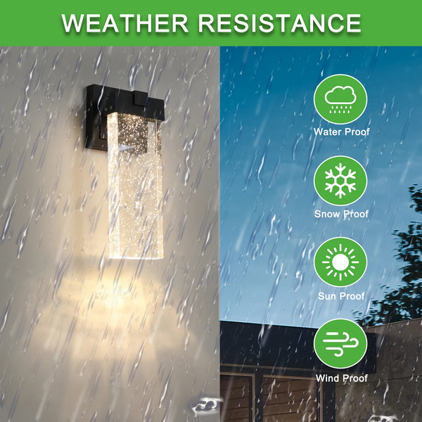 Weatherproof LED wall light with bubble crystal and light sensor - 12W