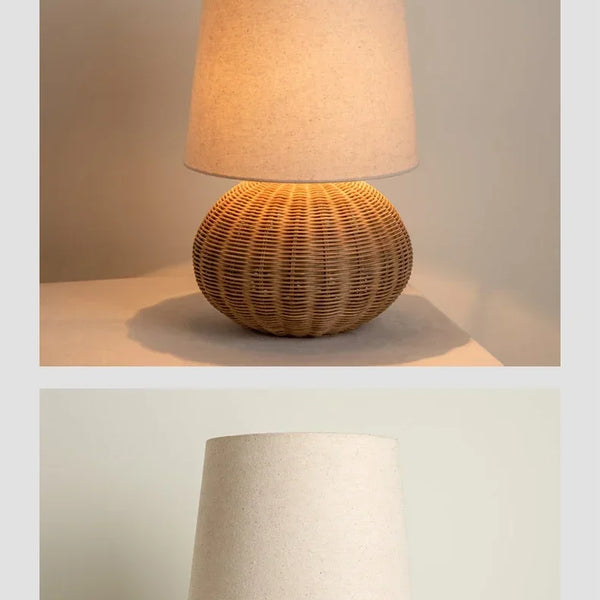 Retro Wabi-sabi Table Lamp, Medieval Wicker, Office Designer, Home Decor, Japanese Fabric Lamp