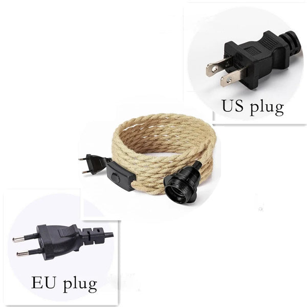Pendant light accessories with hemp rope switch plug for home use