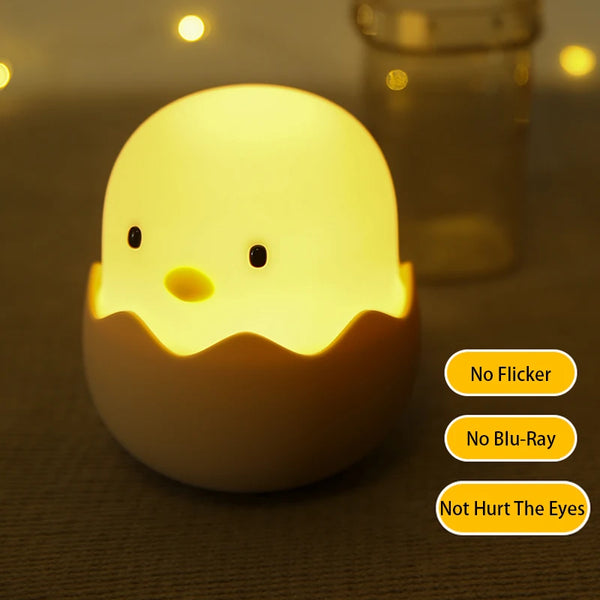 Cute silicone lamp in the shape of a chicken in an eggshell