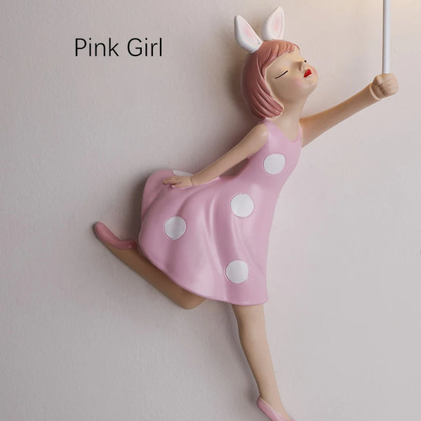 Cute pink ballerina wall lamps