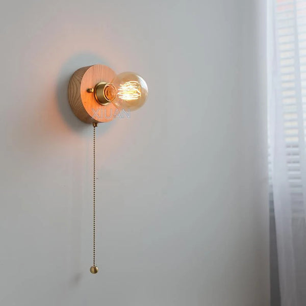 Wabi Sabi round wooden wall lamps