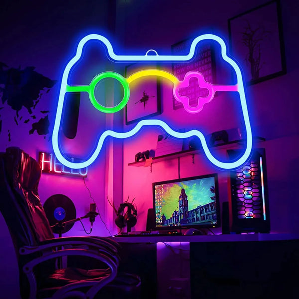 Video game controller neon sign