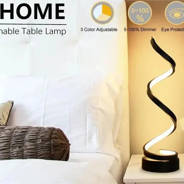 Modern spiral LED table lamps with dimmer