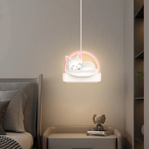 Bedside pendant lamp with cat lights