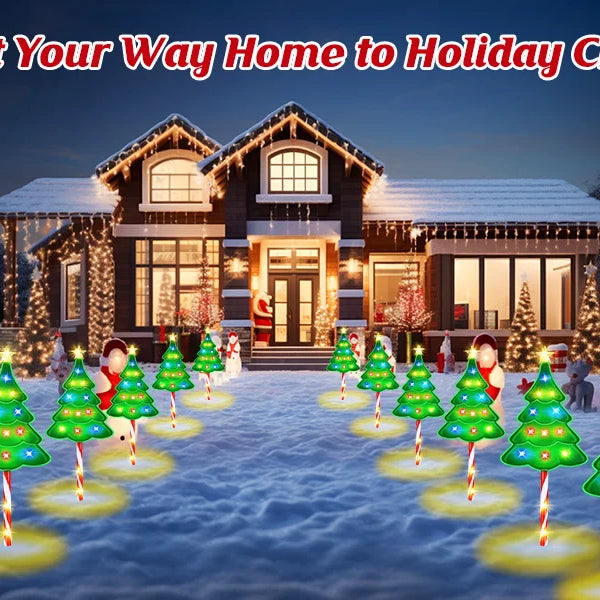 6/12PCS Solar Christmas Path Lights – Candy Cane Outdoor Decor