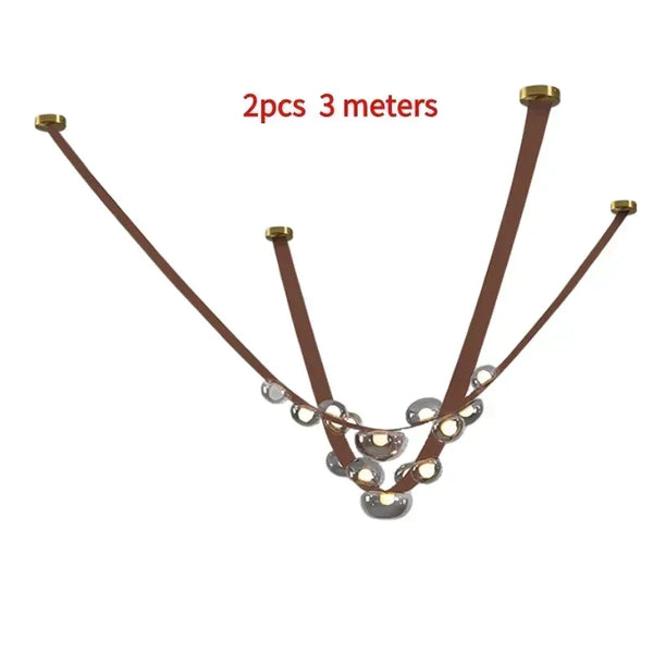 Nordic minimalist LED pendant light in leather and glass