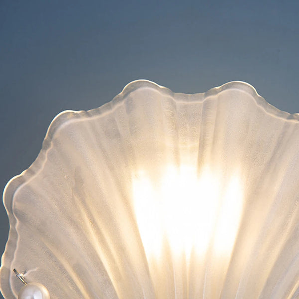 Modern wall lamp with frosted glass shade, shell style, indoor lighting