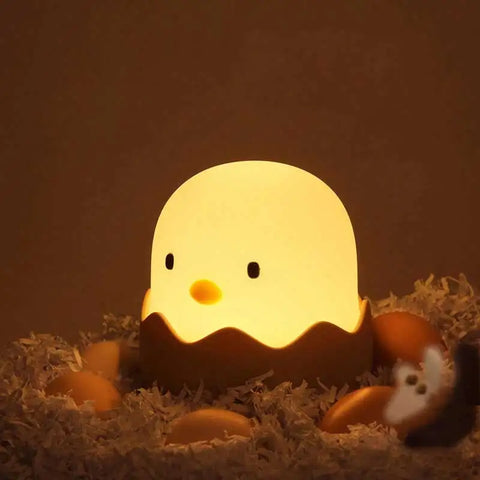 Cute silicone lamp in the shape of a chicken in an eggshell
