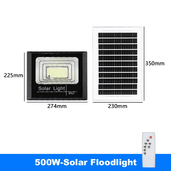 LED Solar Light 100W 200W 300W 500W, Powerful Waterproof Solar Flood Light with Remote Control