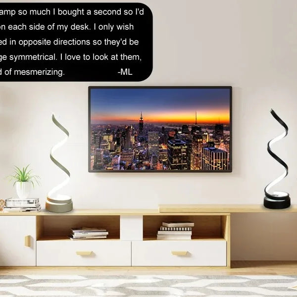 Modern spiral LED table lamps with dimmer