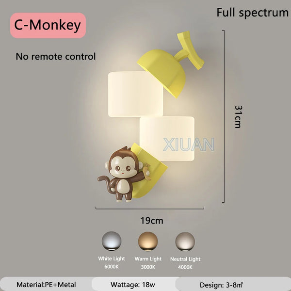 Monkey Rabbit Panda Animal Wall Lamps
