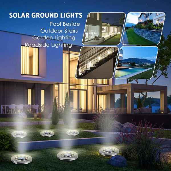 4/8PCS Solar Outdoor Lights – 8 LED Landscape Lighting in Cool & Warm White for Garden & Pathway