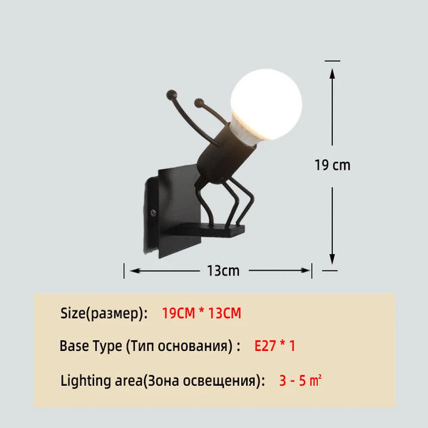 Nordic creative small wall lamp, American retro style, iron and metal lights, simple robot design wall sconce