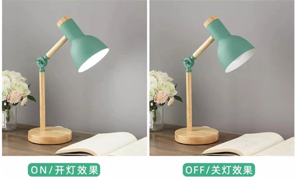 Creative Nordic Table Lamp Wooden Art LED Turn Head Simple Bedside Desk Light/Eye Protection Reading&Bedroom Study Lamp