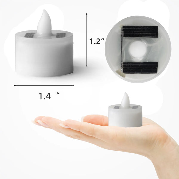 Flameless, Waterproof, Rechargeable Outdoor Solar Tea Light Candles