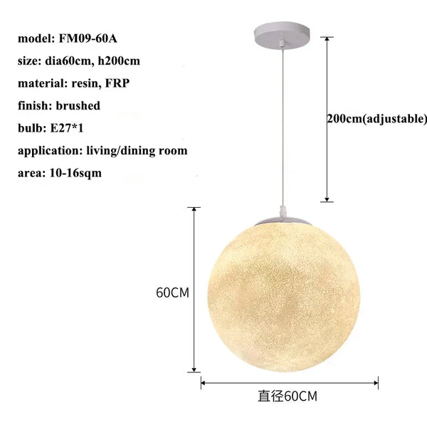 Nordic minimalist style pendant lights moon lamps