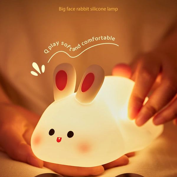 Cute silicone bunny lamp with big face