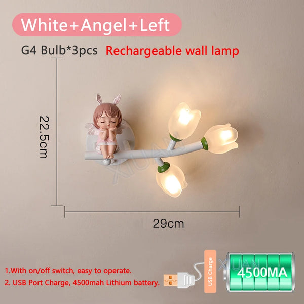 Cartoon Rechargeable Battery Wall Lamps Resin Animal