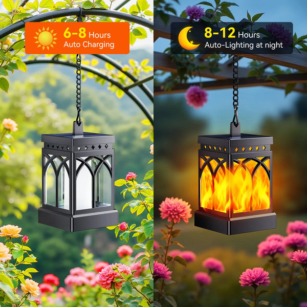 2/4-Pack Solar Flame LED Lanterns – Dual Mode Outdoor Lighting for Yard, Garden & Camping