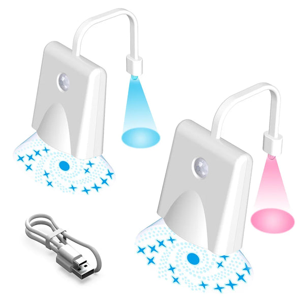 Color-changing, motion-activated bathroom nightlights