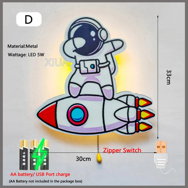 Wireless wall lamp with creative astronaut bulbs