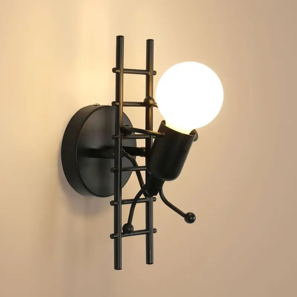 Nordic style retro modern creative small iron wall lamp with metal lights simple cartoon robot wall lamp