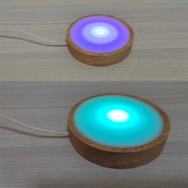 10cm LED night light with round wooden base