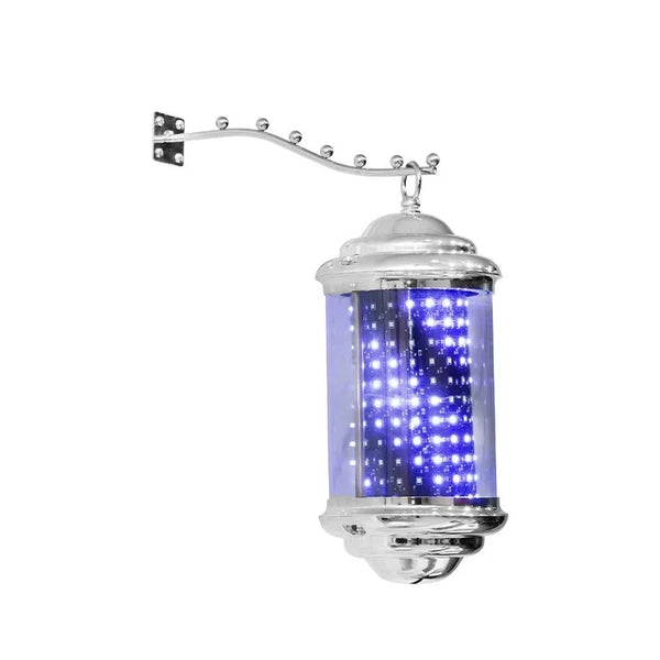 Mini wall light for hair salon, barber shop pole with elegant design and black structure.