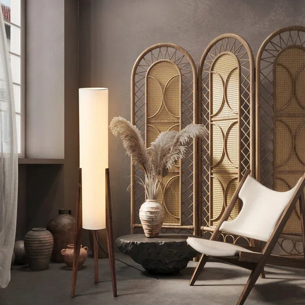 Japanese retro solid wood Wabi-sabi floor lamp