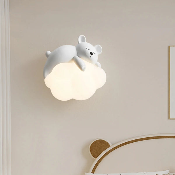 Romantic wall lamps in the shape of a rabbit and a bear, moon