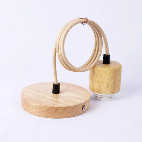 Natural Color E27 Pendant Lamp Holder with Single Head Screw Socket and Lampshade Base