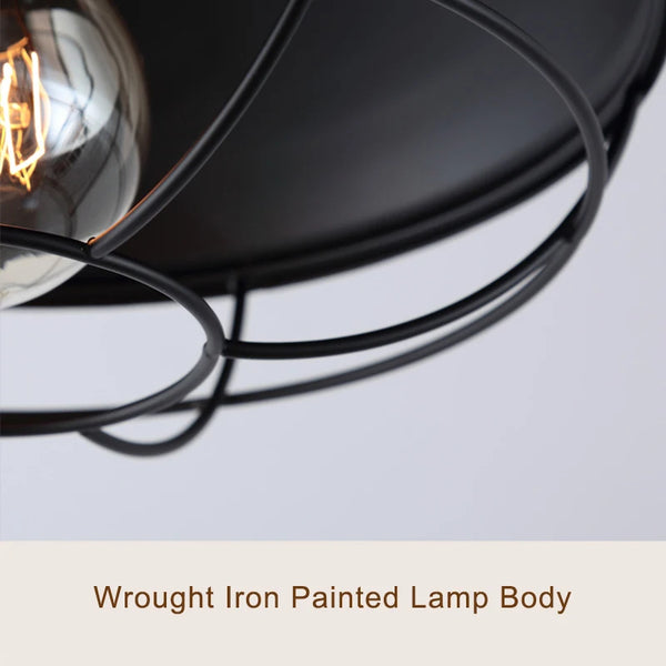 Retro Industrial Ceiling Light with Iron Bar – E27