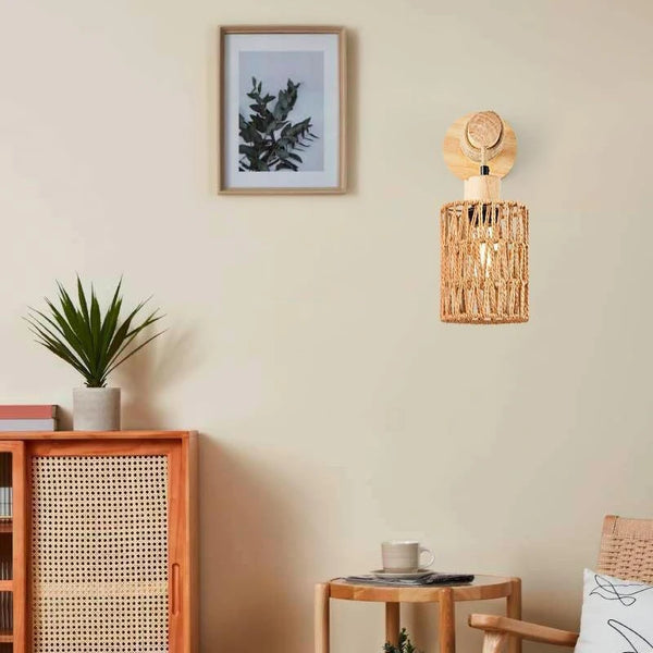 Hemp rope bedside wall lamp