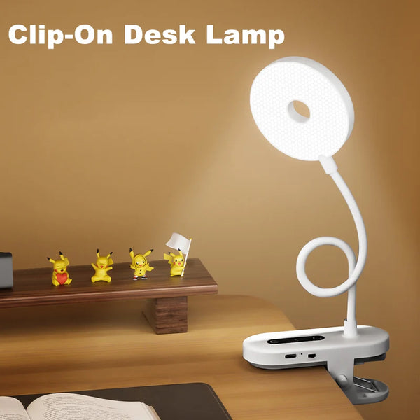 Portable LED table lamp with clip