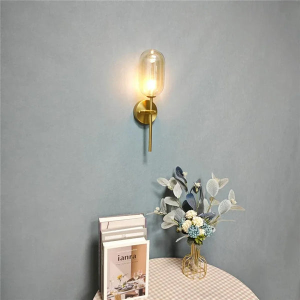 Modern Nordic minimalist cognac glass wall lights