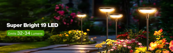 6Pack Solar Garden/Path Lights, 40Lumens, 14Hrs, 31" Tall, Auto On/Off for Yard/Patio/Path/Lawn