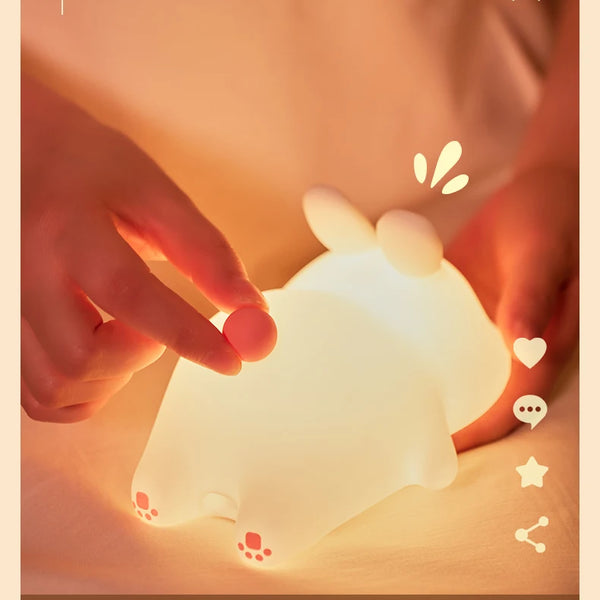 Cute silicone bunny lamp with big face