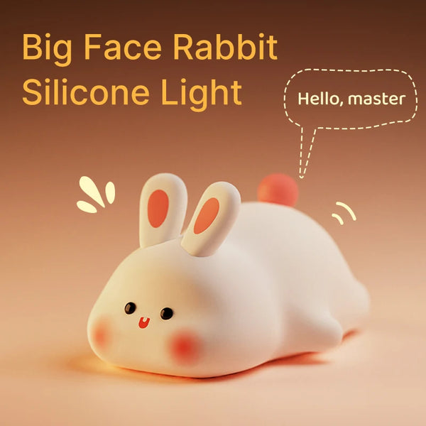 Cute silicone bunny lamp with big face