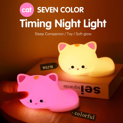 Cute cat silicone lamp
