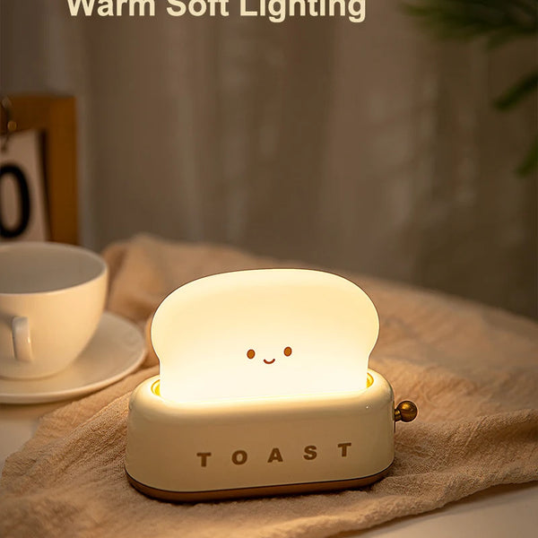 Portable LED Night Light with Timer and Cartoon Toast Bread