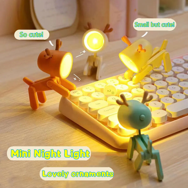 Mini LED Foldable Table Night Light Cute Animal Light