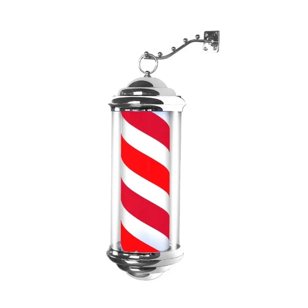 Mini wall light for hair salon, barber shop pole with elegant design and black structure.