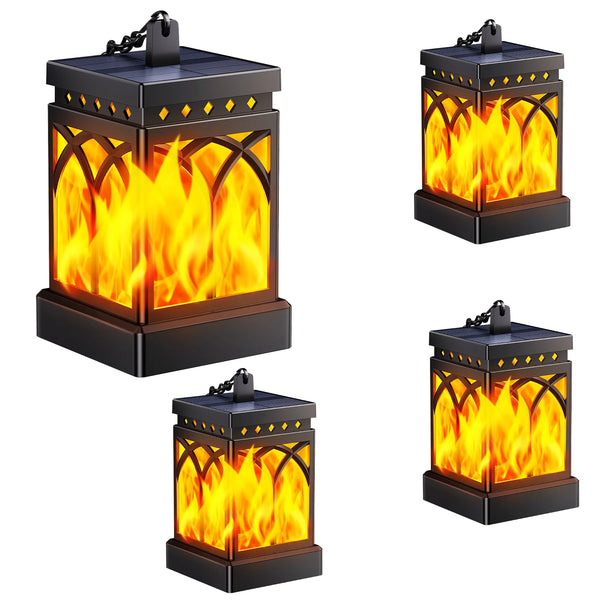2/4-Pack Solar Flame LED Lanterns – Dual Mode Outdoor Lighting for Yard, Garden & Camping
